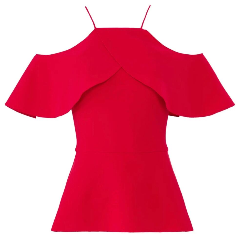 Christian Siriano Off Shoulder Peplum Top Red